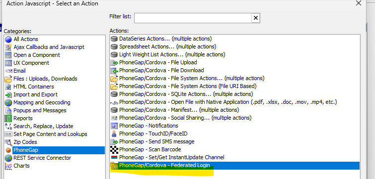 Action Javascript option to initiate federated authentication
login in a Cordova app.